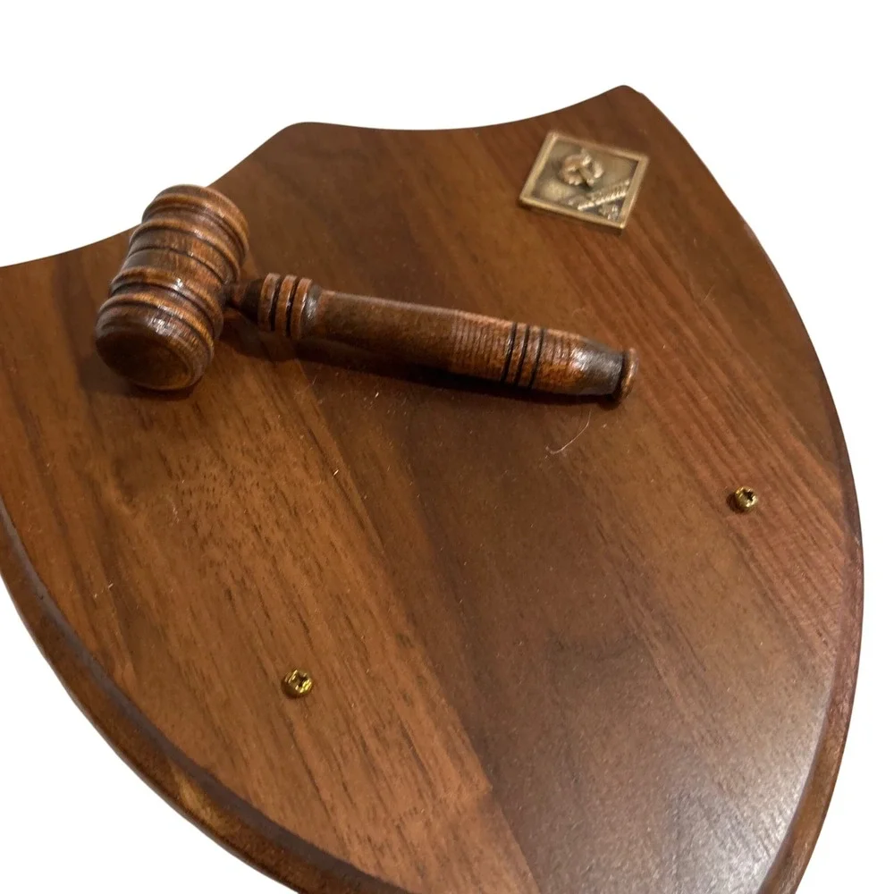 Vintage 1980s Boy Scout Gavel Plaque Award Wood Mounted Emblem Leader Thank‎ You